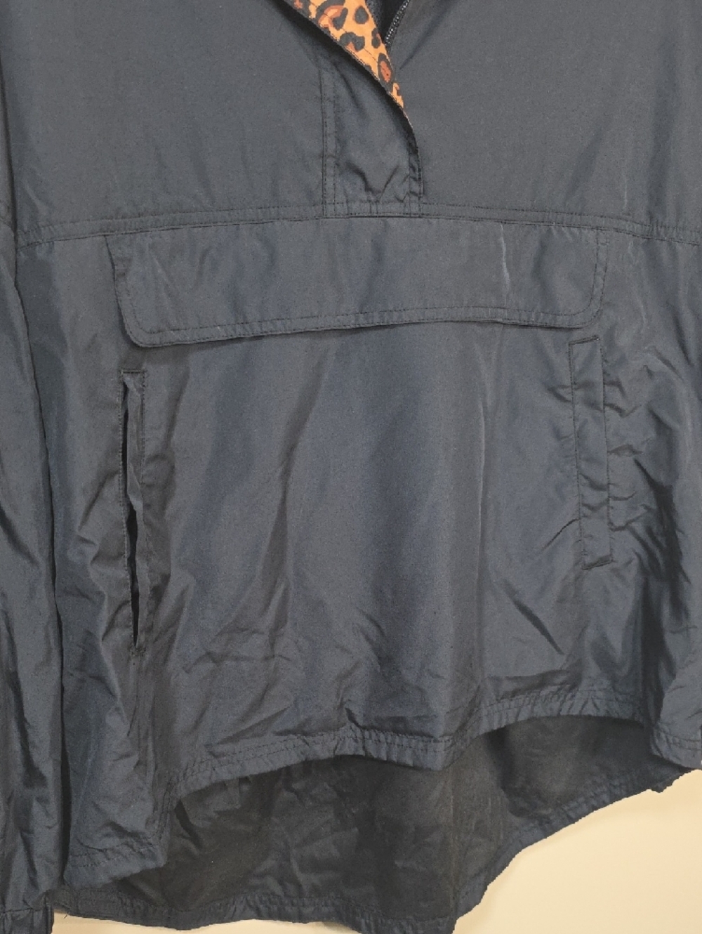 Lauren James Leopard Trim Rain Jacket | Size XL | Pullover Windbreaker With Hood - Picture 4 of 7